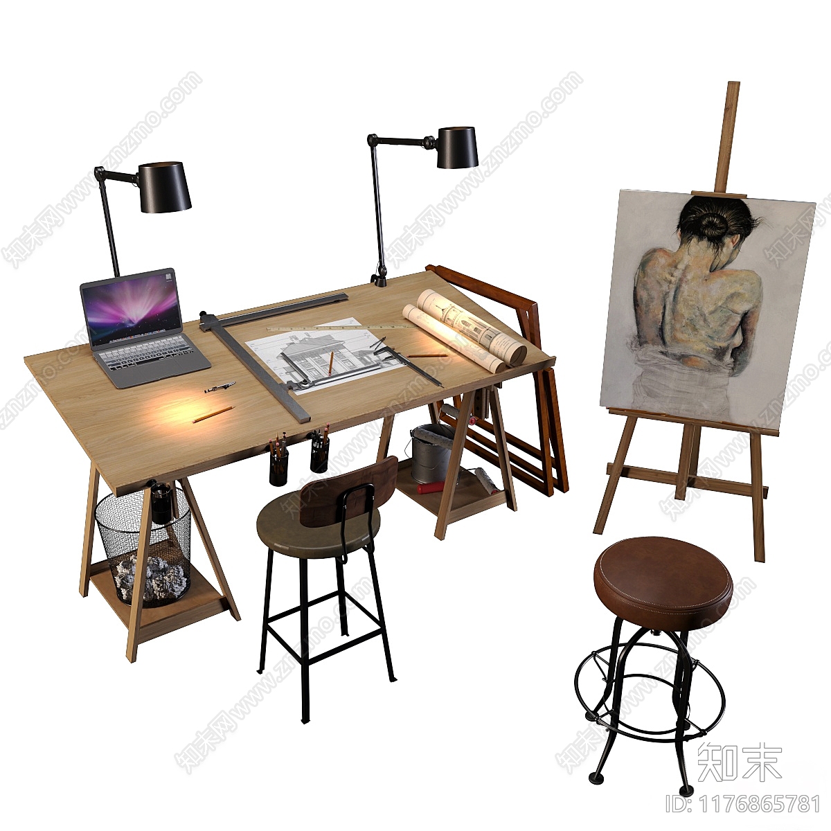 现代工业工作台3D模型下载【ID:1176865781】