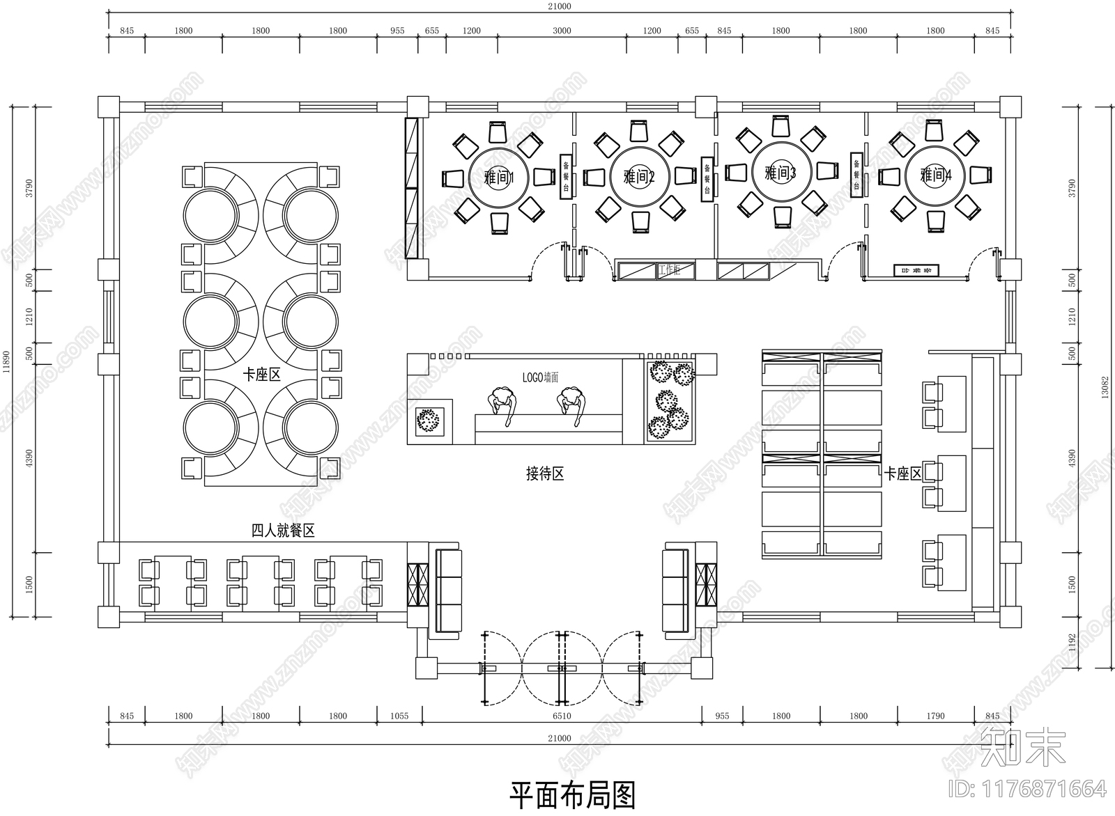 新中式茶餐厅施工图下载【ID:1176871664】