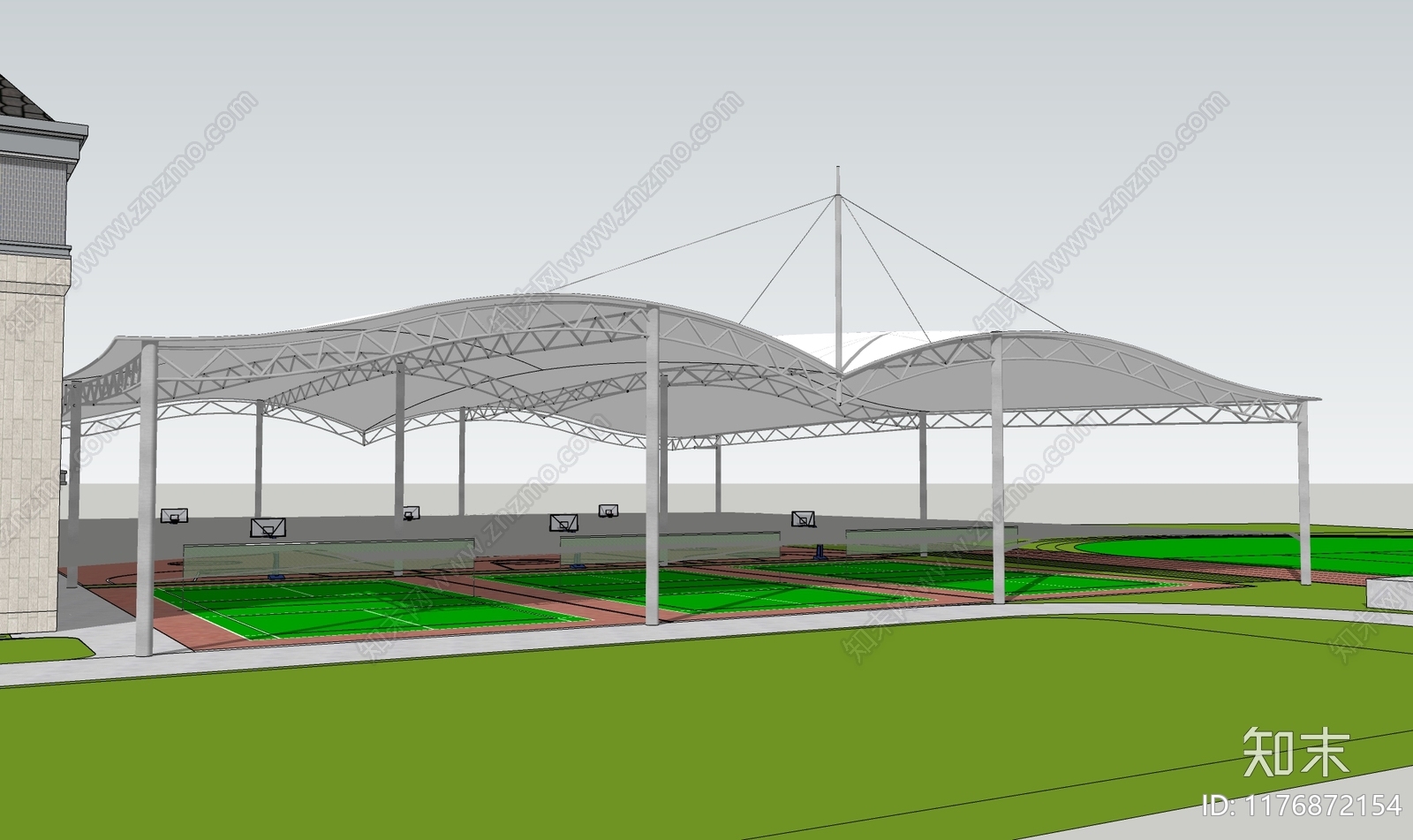 现代体育建筑SU模型下载【ID:1176872154】