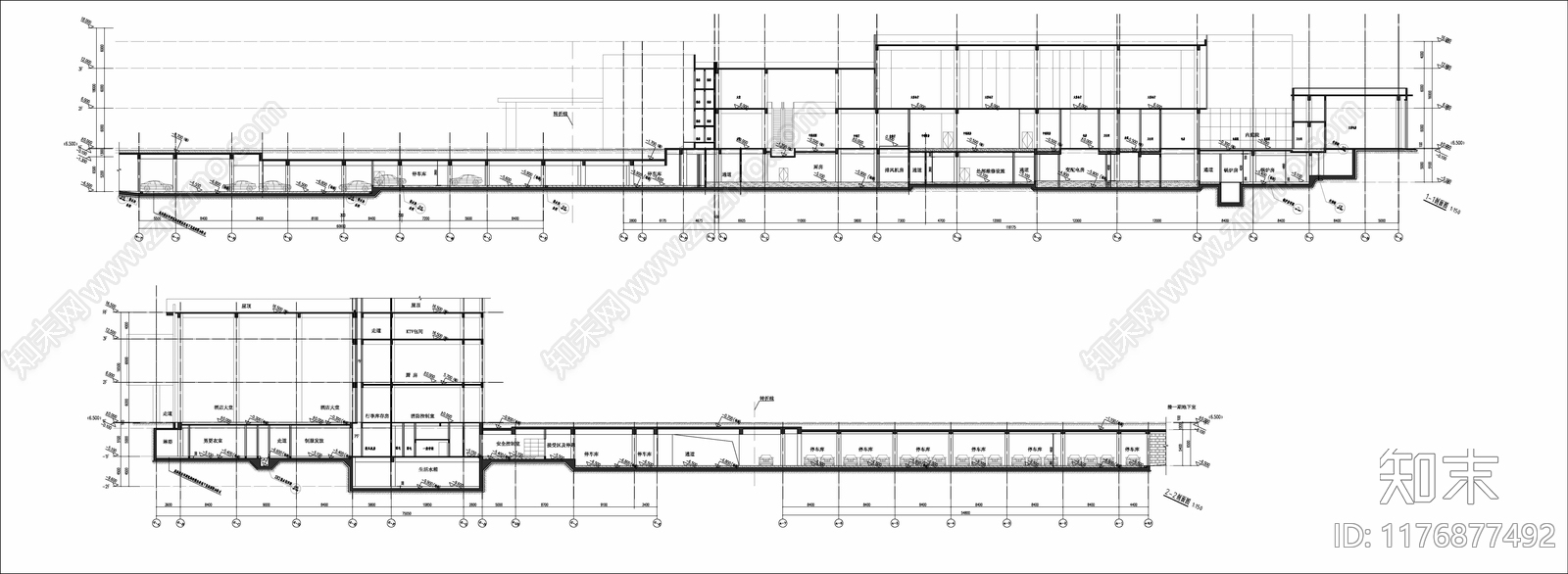 现代酒店建筑cad施工图下载【ID:1176877492】