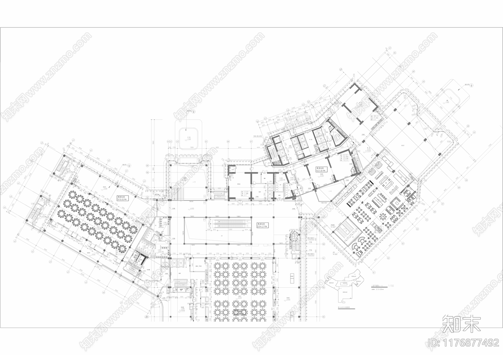 现代酒店建筑cad施工图下载【ID:1176877492】