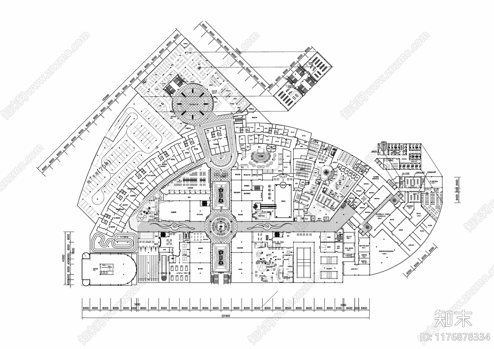 现代酒店建筑cad施工图下载【ID:1176878334】