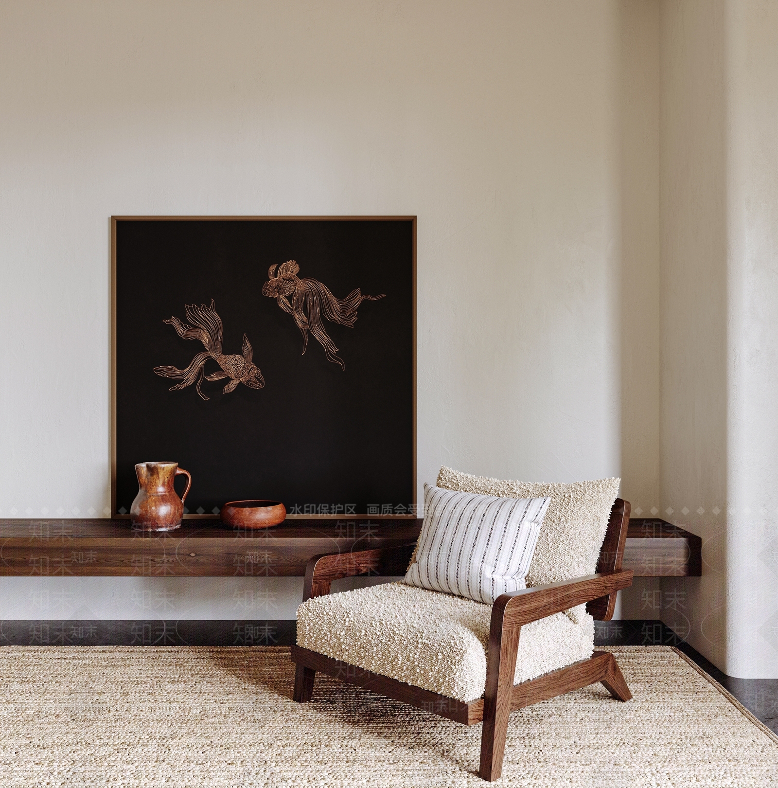 中古侘寂单人沙发SU模型下载【ID:1176882275】