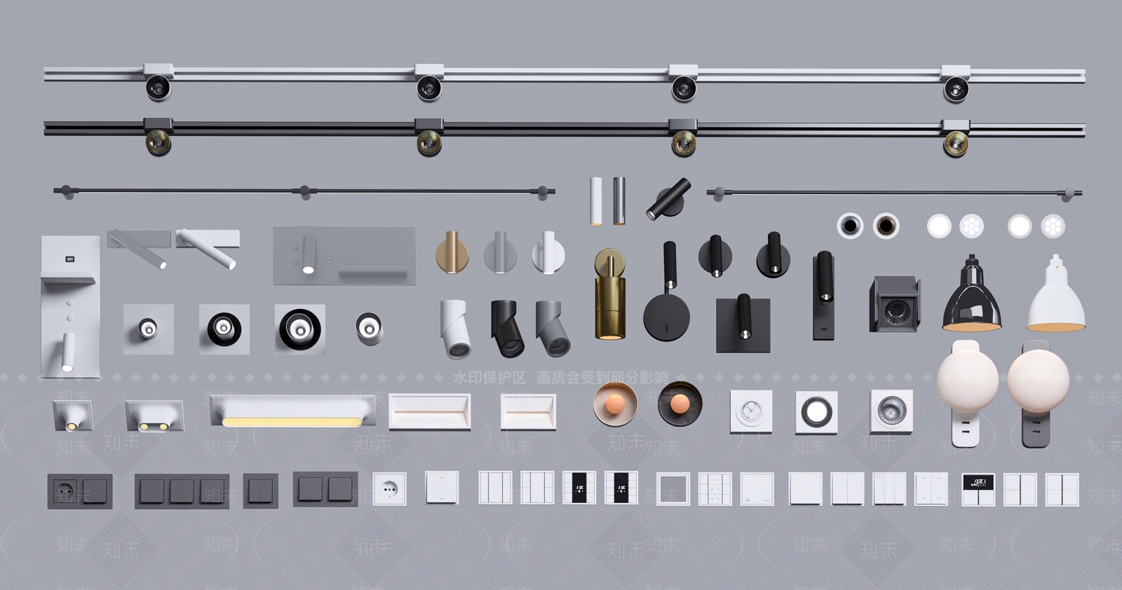 现代新中式灯具组合3D模型下载【ID:1176884851】