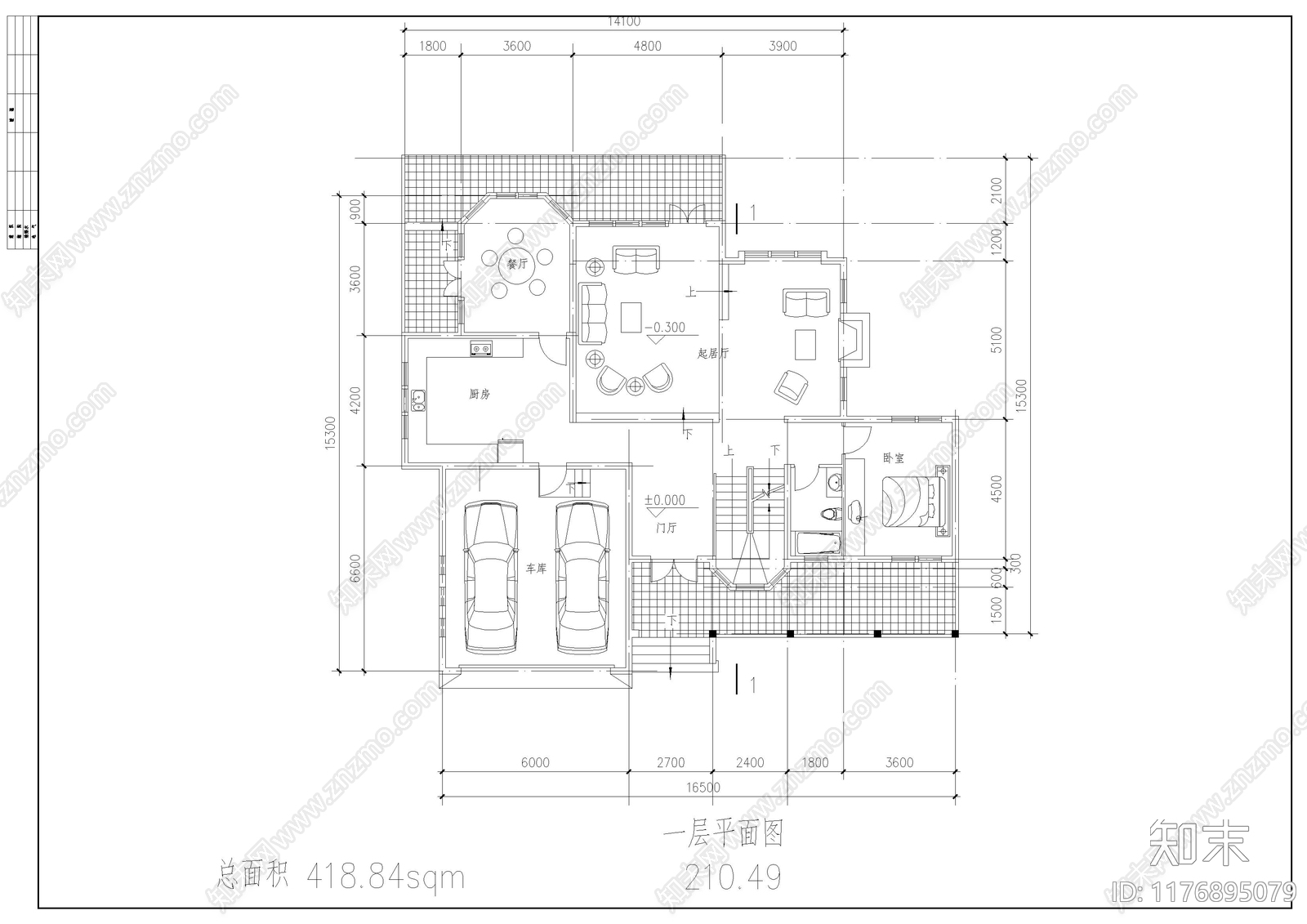 现代别墅建筑cad施工图下载【ID:1176895079】