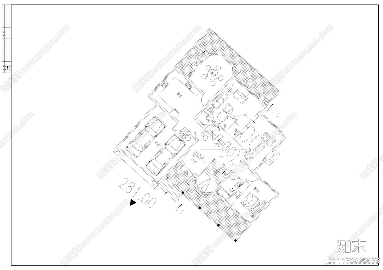 现代别墅建筑cad施工图下载【ID:1176895079】