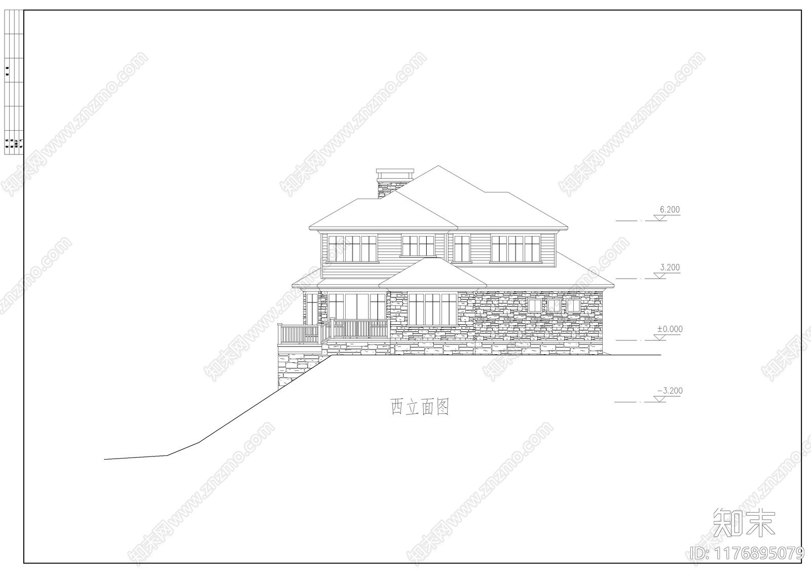 现代别墅建筑cad施工图下载【ID:1176895079】