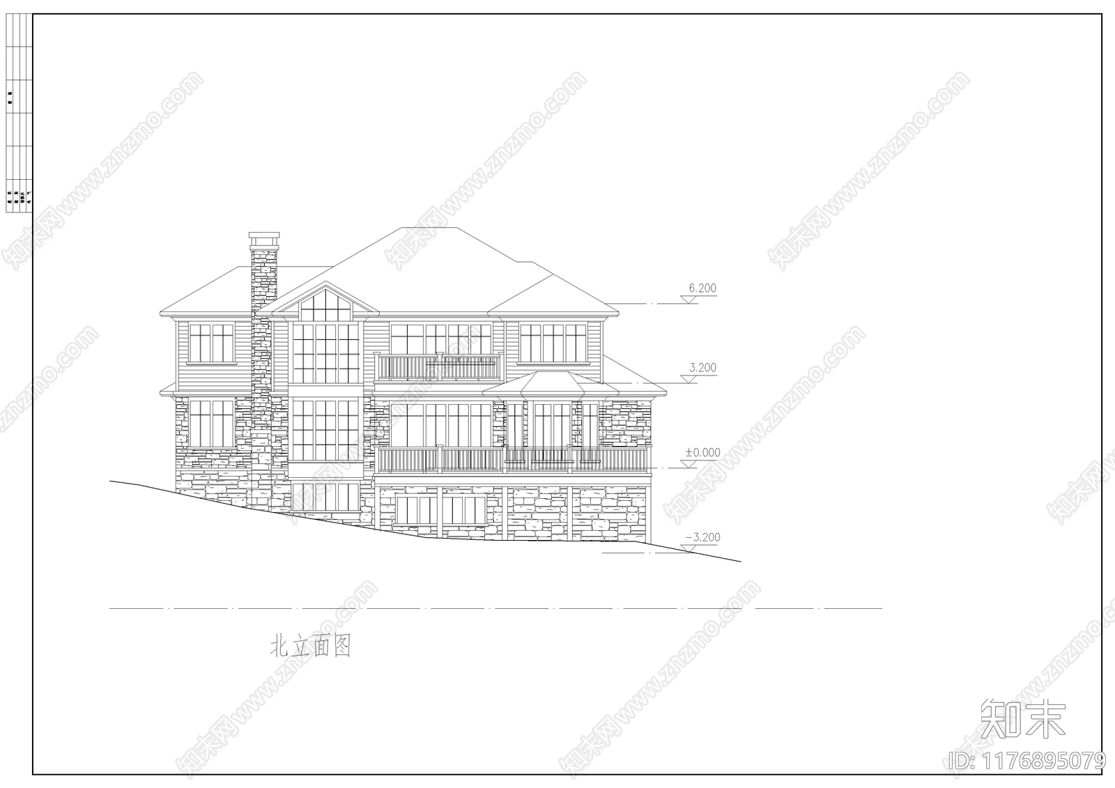 现代别墅建筑cad施工图下载【ID:1176895079】