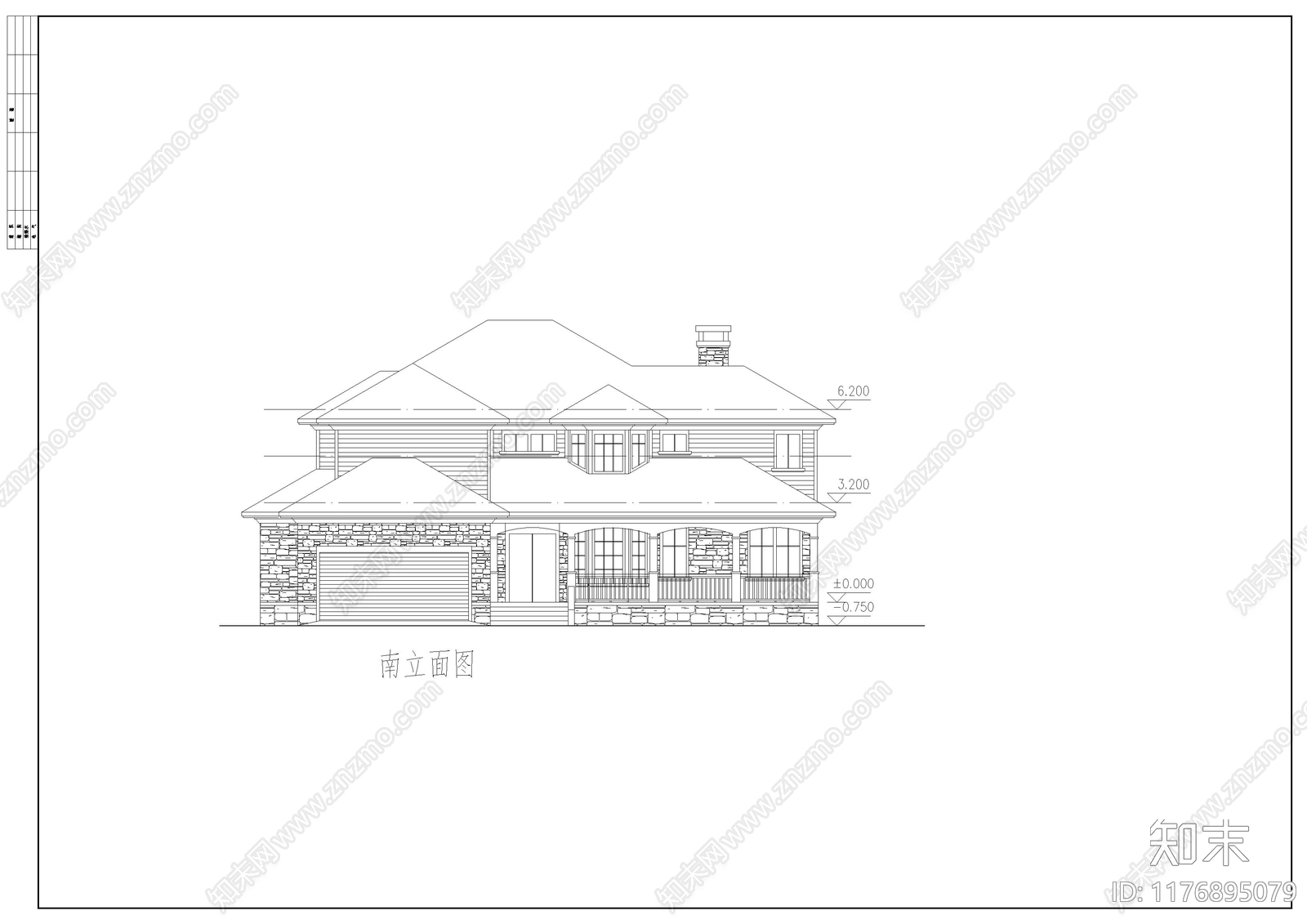 现代别墅建筑cad施工图下载【ID:1176895079】