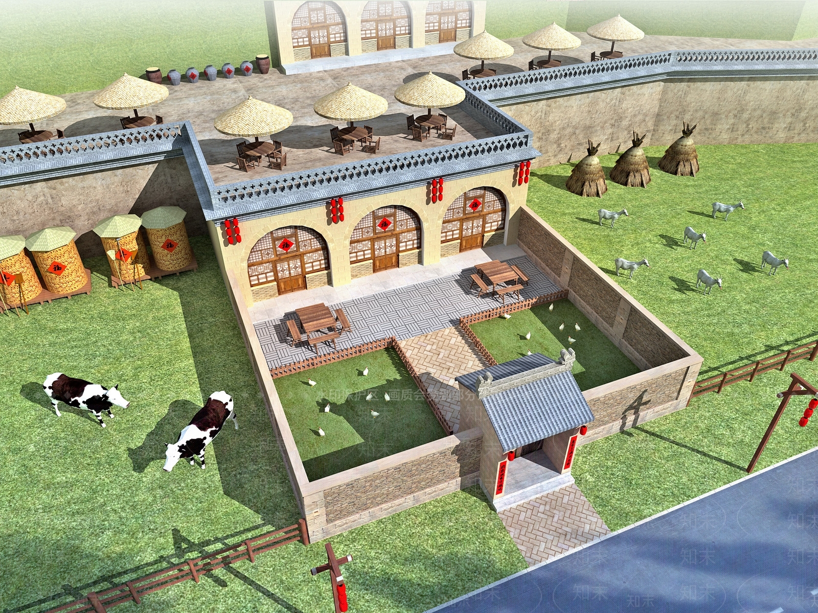 新中式艺术风格建筑3D模型下载【ID:1176896700】