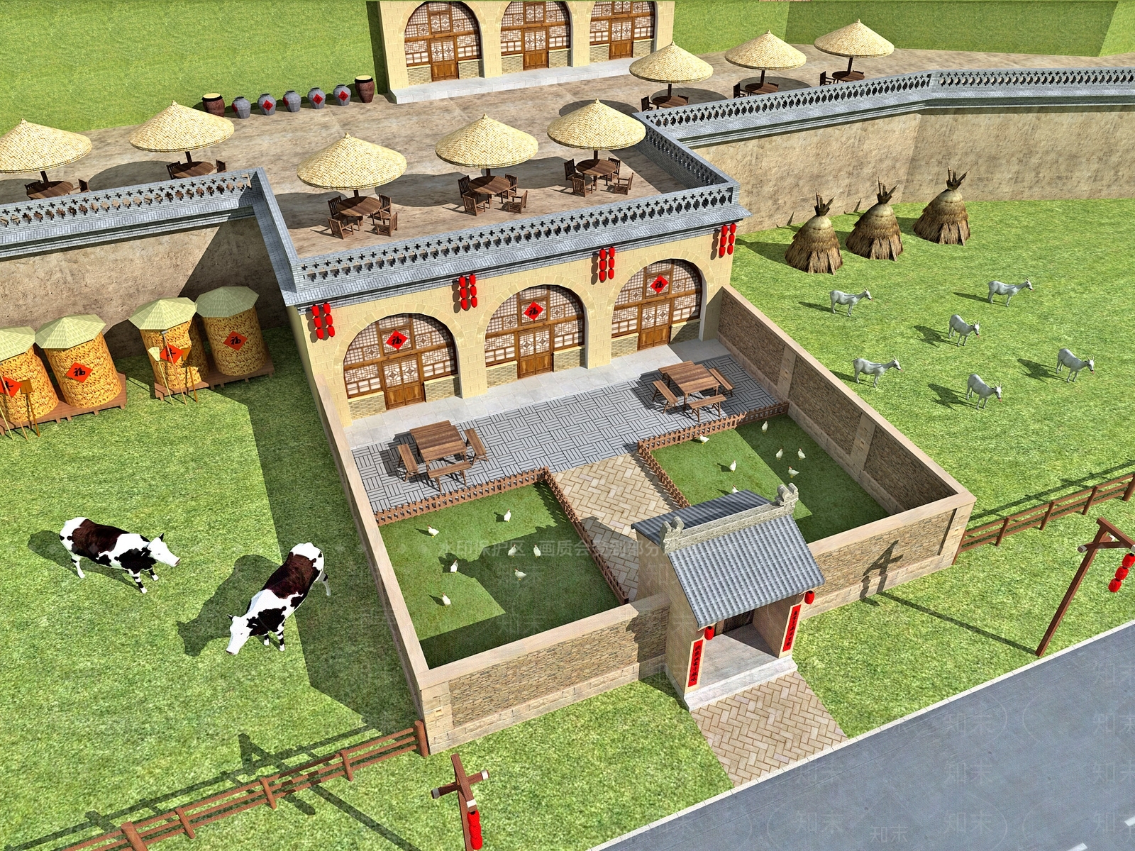 新中式艺术风格建筑3D模型下载【ID:1176896700】