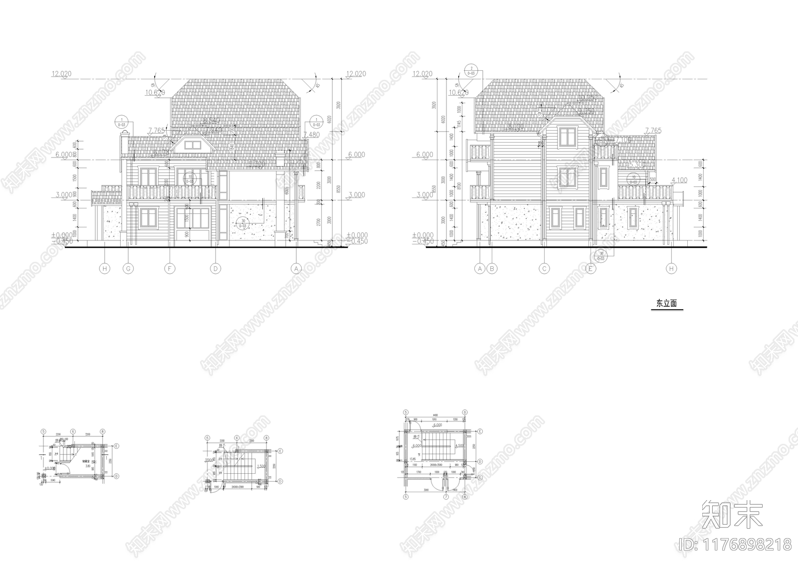 现代别墅建筑cad施工图下载【ID:1176898218】