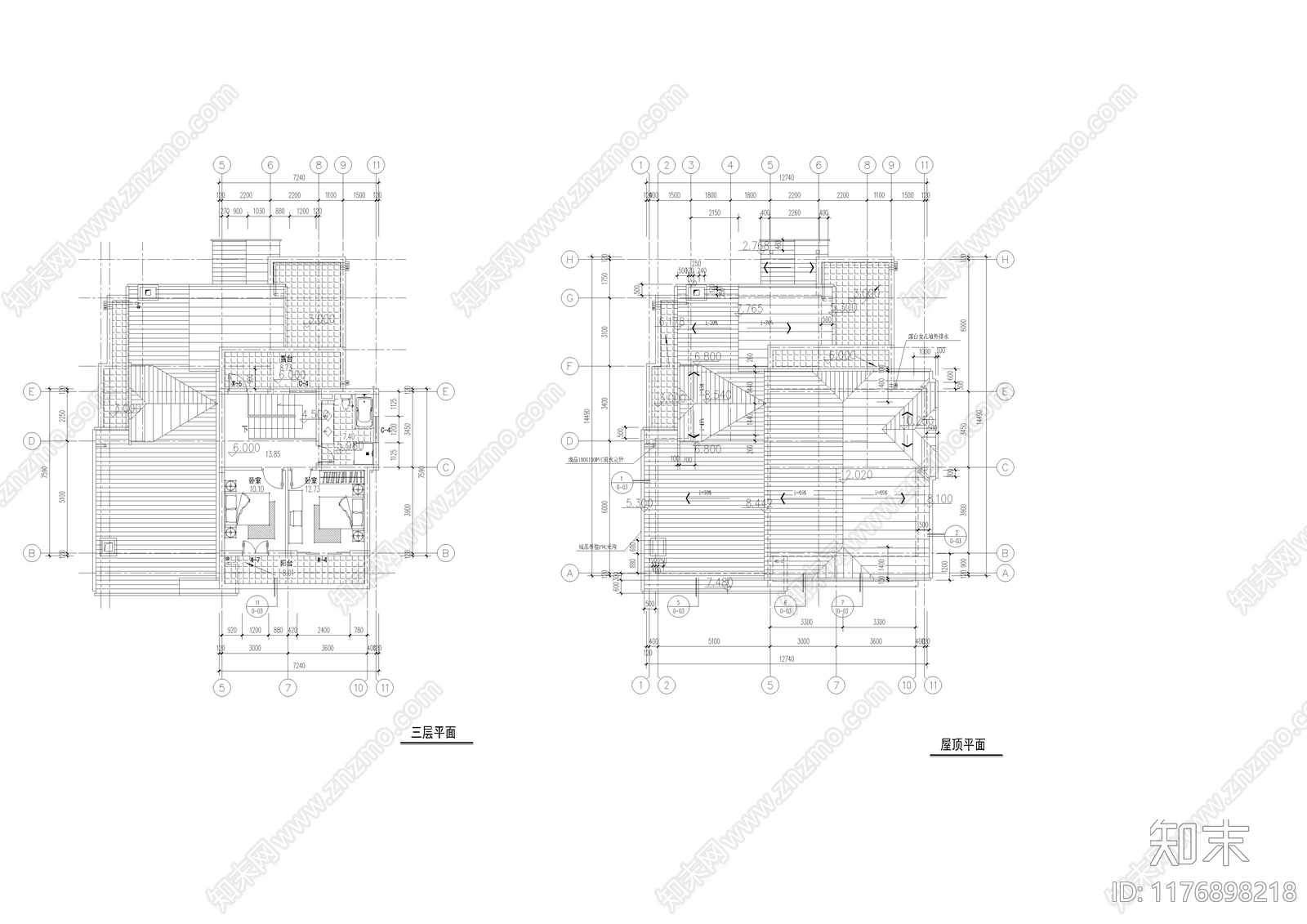 现代别墅建筑cad施工图下载【ID:1176898218】