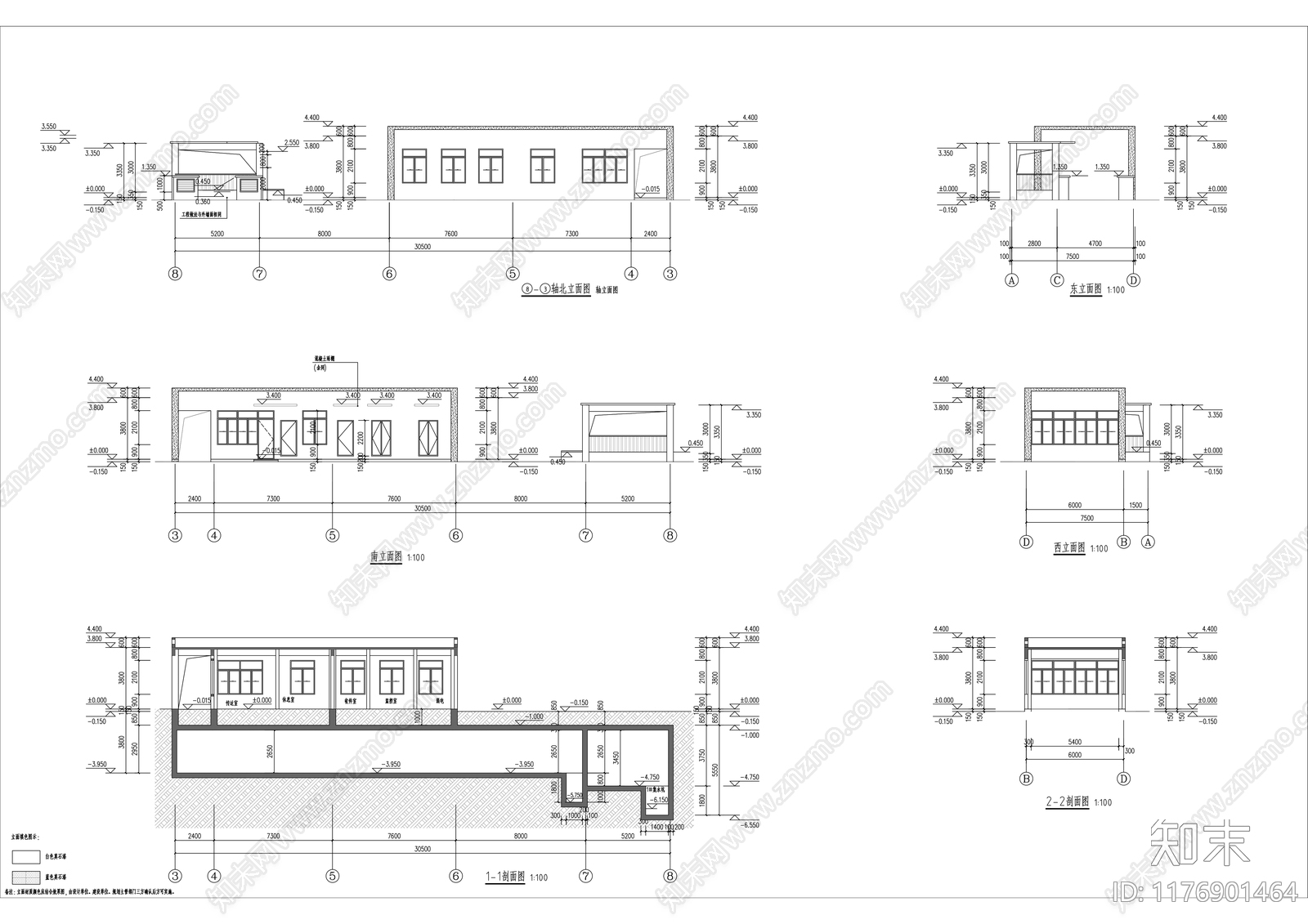 现代门卫室建筑cad施工图下载【ID:1176901464】