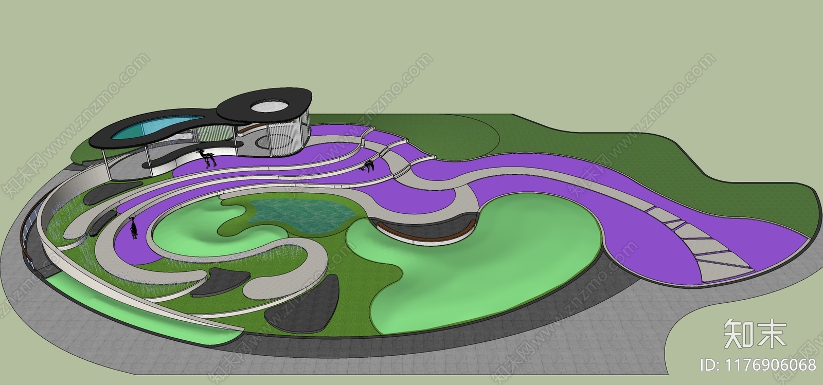 现代小区景观SU模型下载【ID:1176906068】