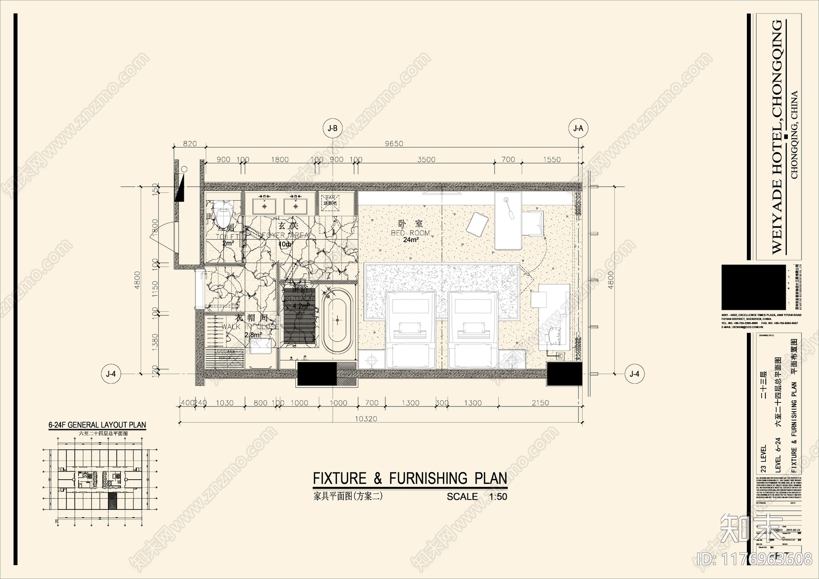 现代酒店cad施工图下载【ID:1176963608】