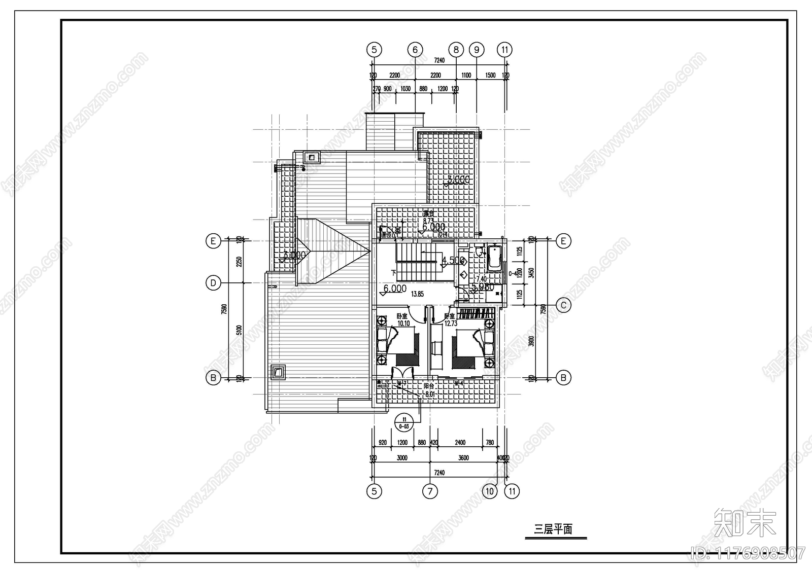 现代别墅建筑施工图下载【ID:1176908507】