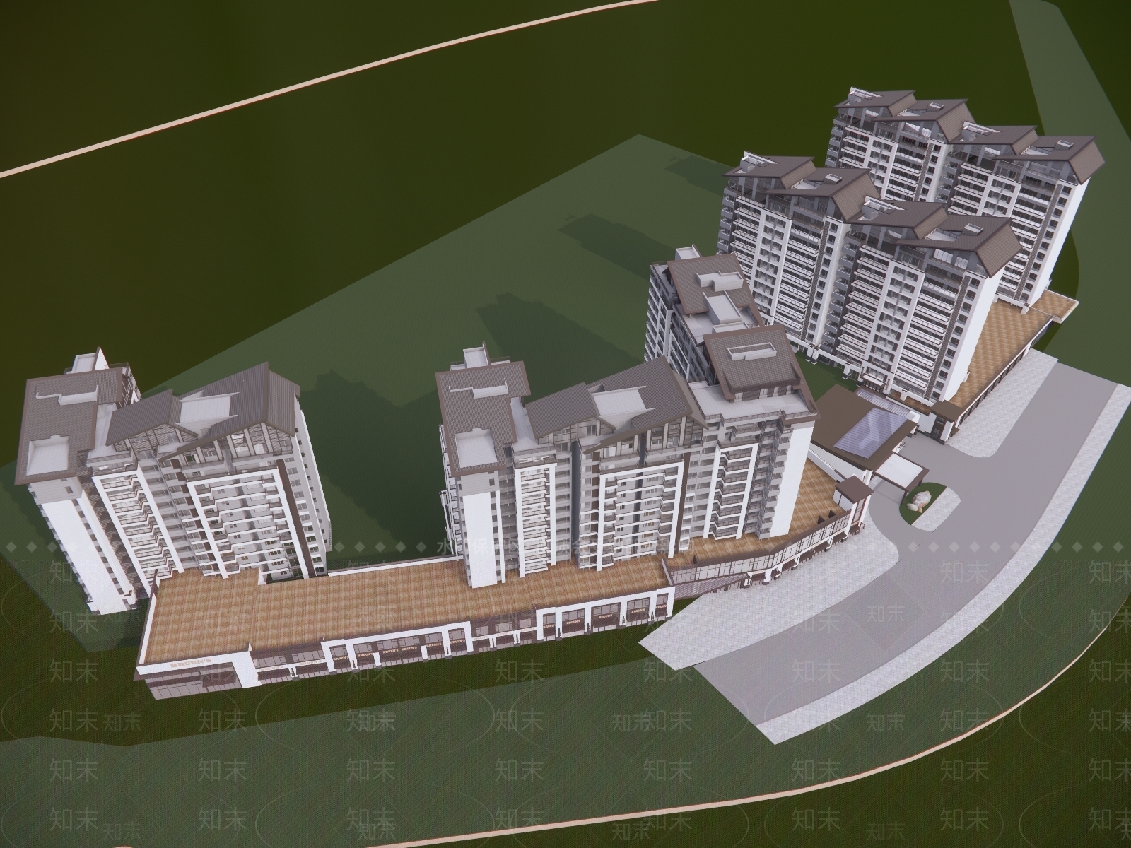新中式高层住宅SU模型下载【ID:1176923226】