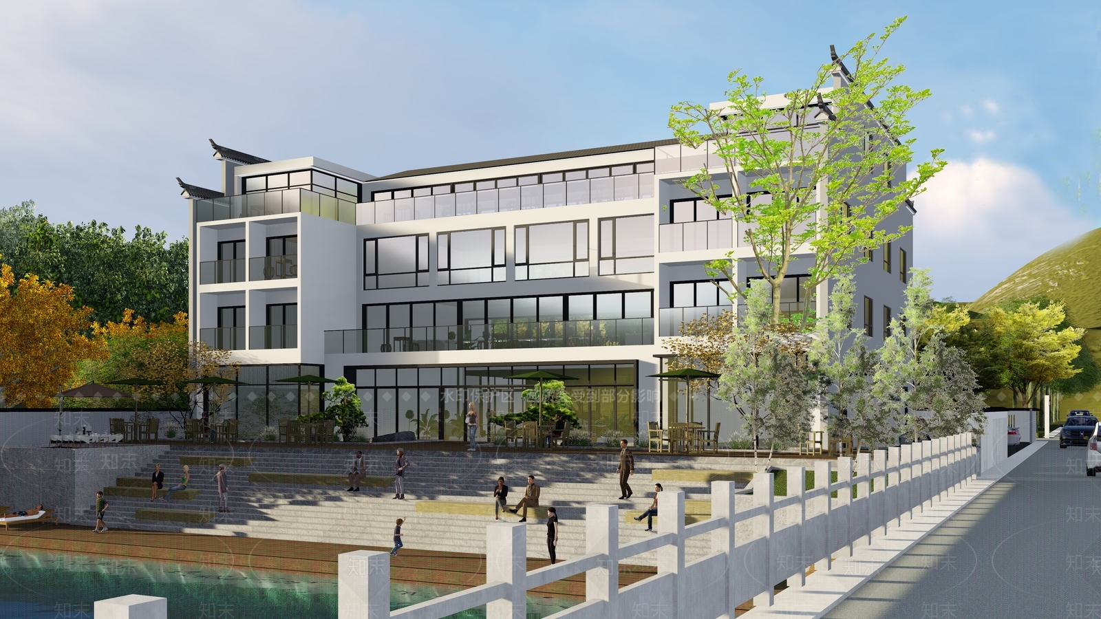 新中式现代小公建SU模型下载【ID:1176926181】