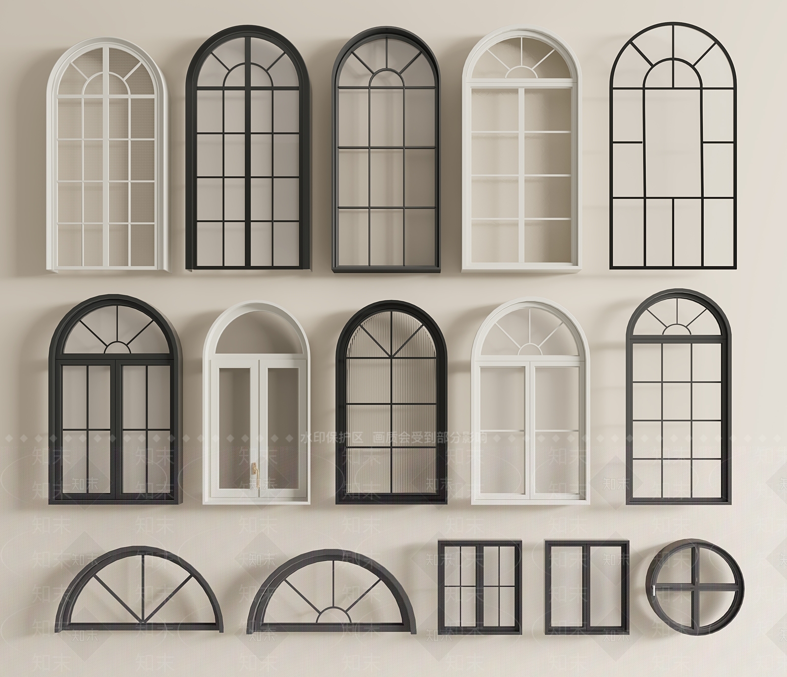 现代落地窗SU模型下载【ID:1176926601】