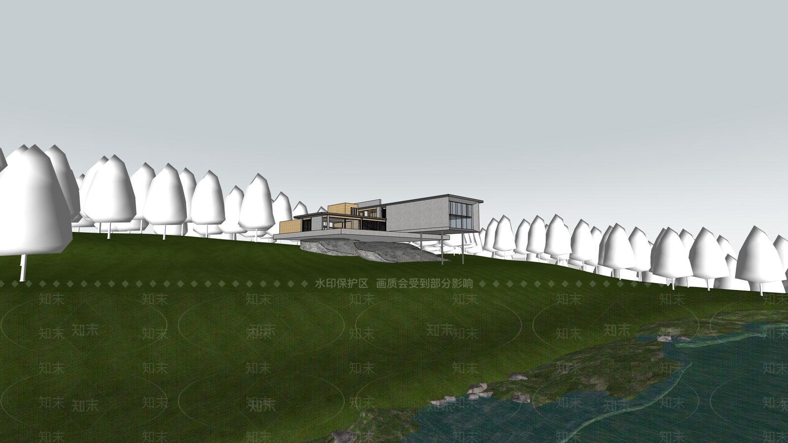 简约现代别墅SU模型下载【ID:1176932729】