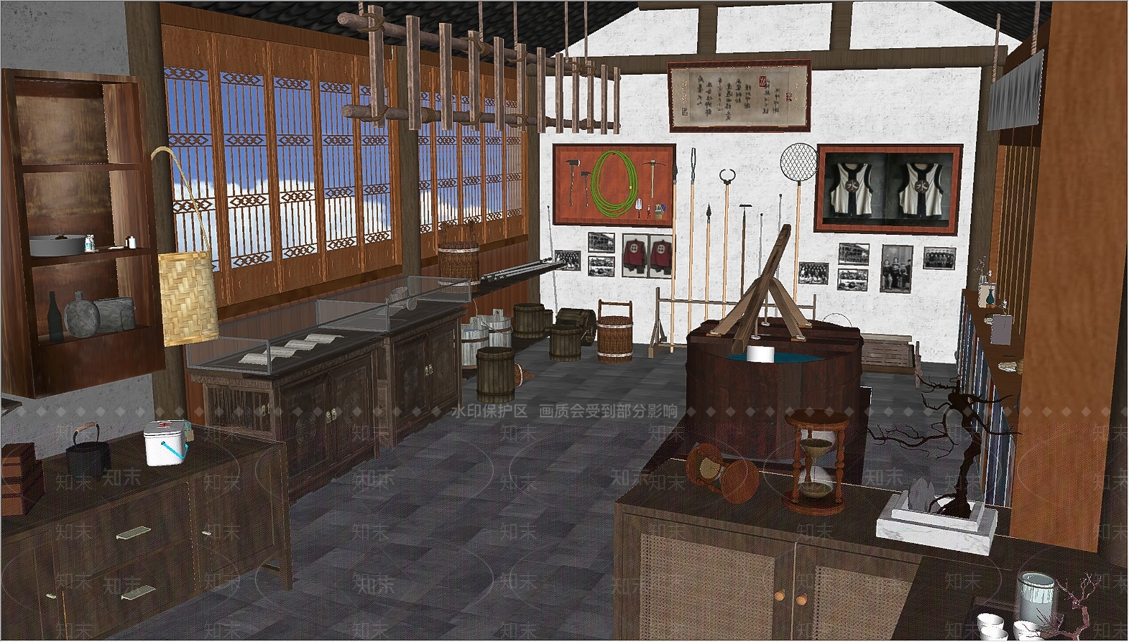 新中式中式其他公共空间SU模型下载【ID:1176936284】