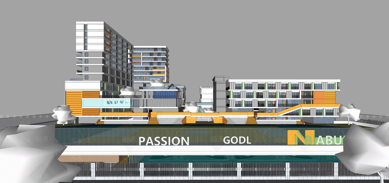 现代学校建筑SU模型下载【ID:1176941826】