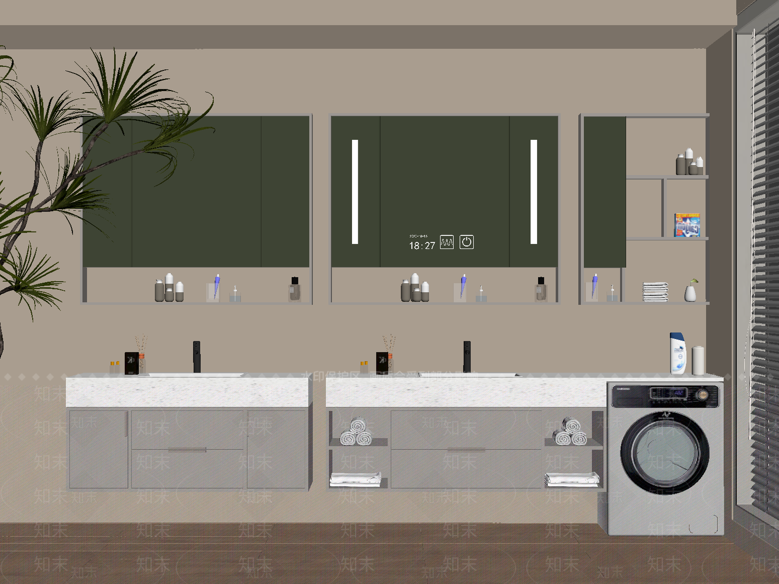 现代浴室柜SU模型下载【ID:1176944767】