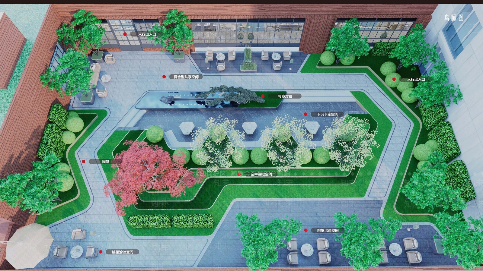 现代轻奢屋顶花园SU模型下载【ID:1176949149】