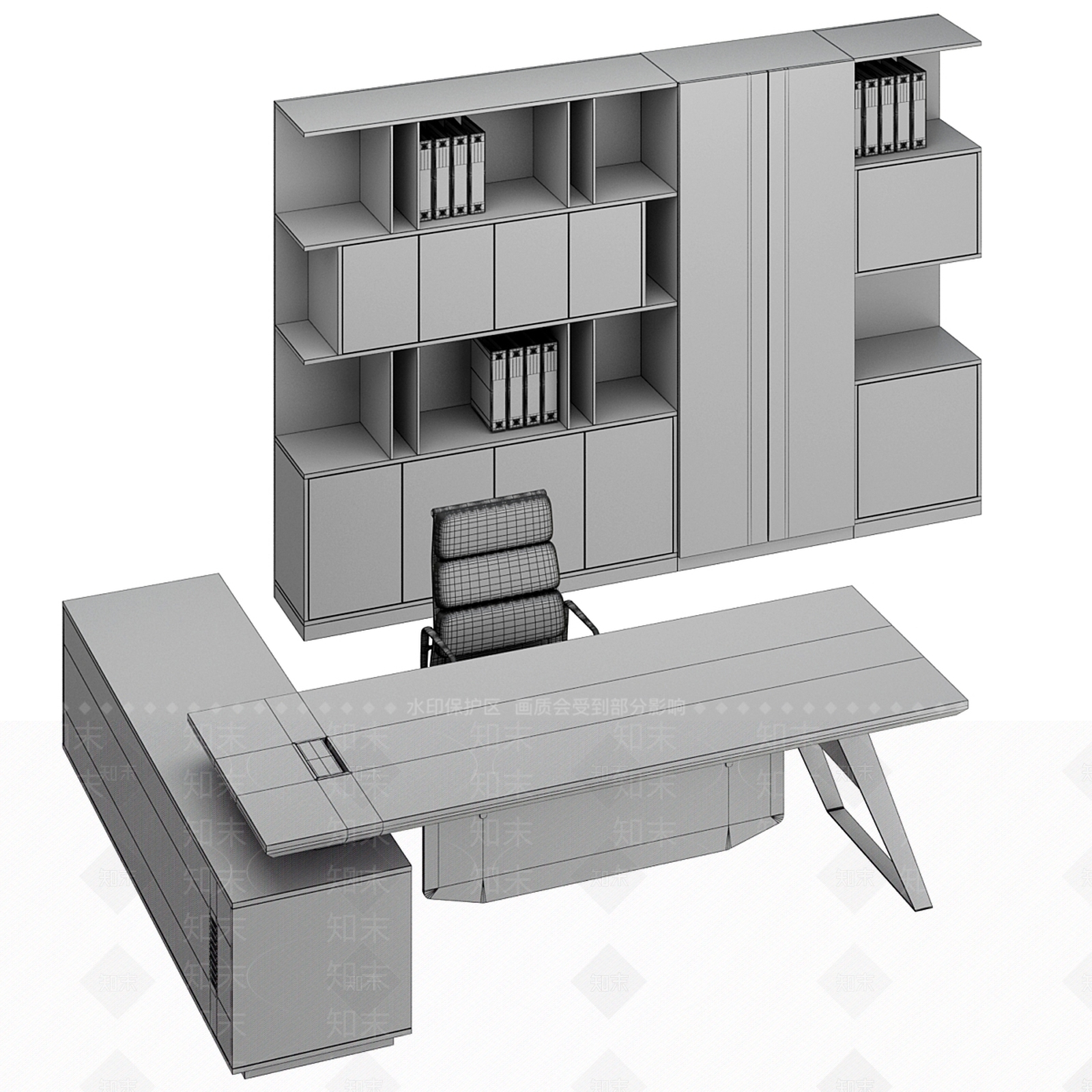 办公桌椅3D模型下载【ID:1176951163】
