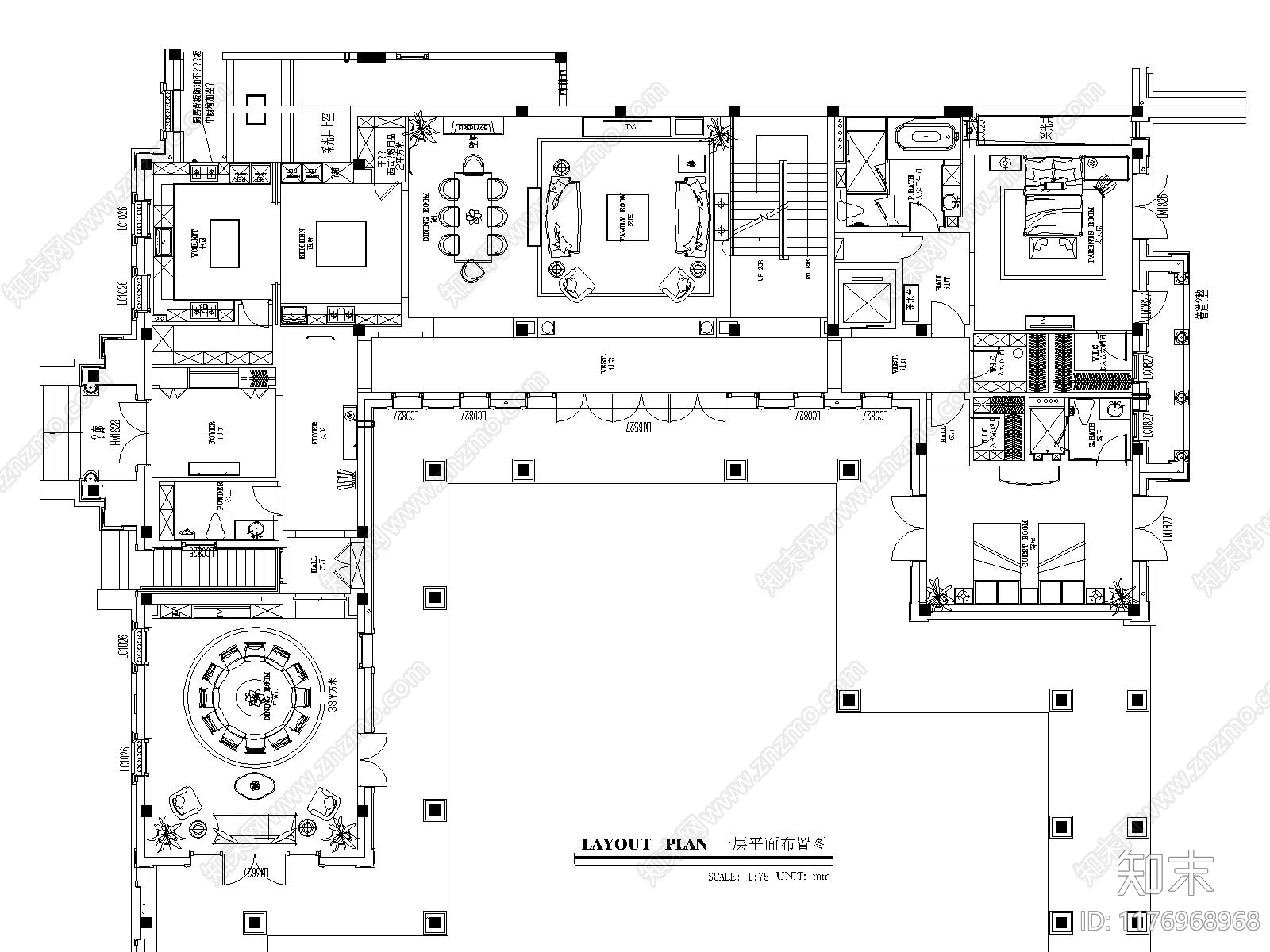 别墅cad施工图下载【ID:1176968968】