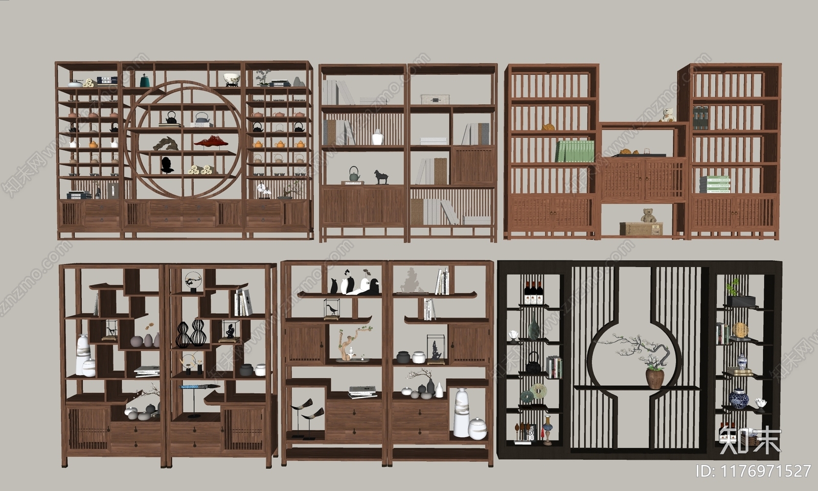 新中式中式博古架SU模型下载【ID:1176971527】