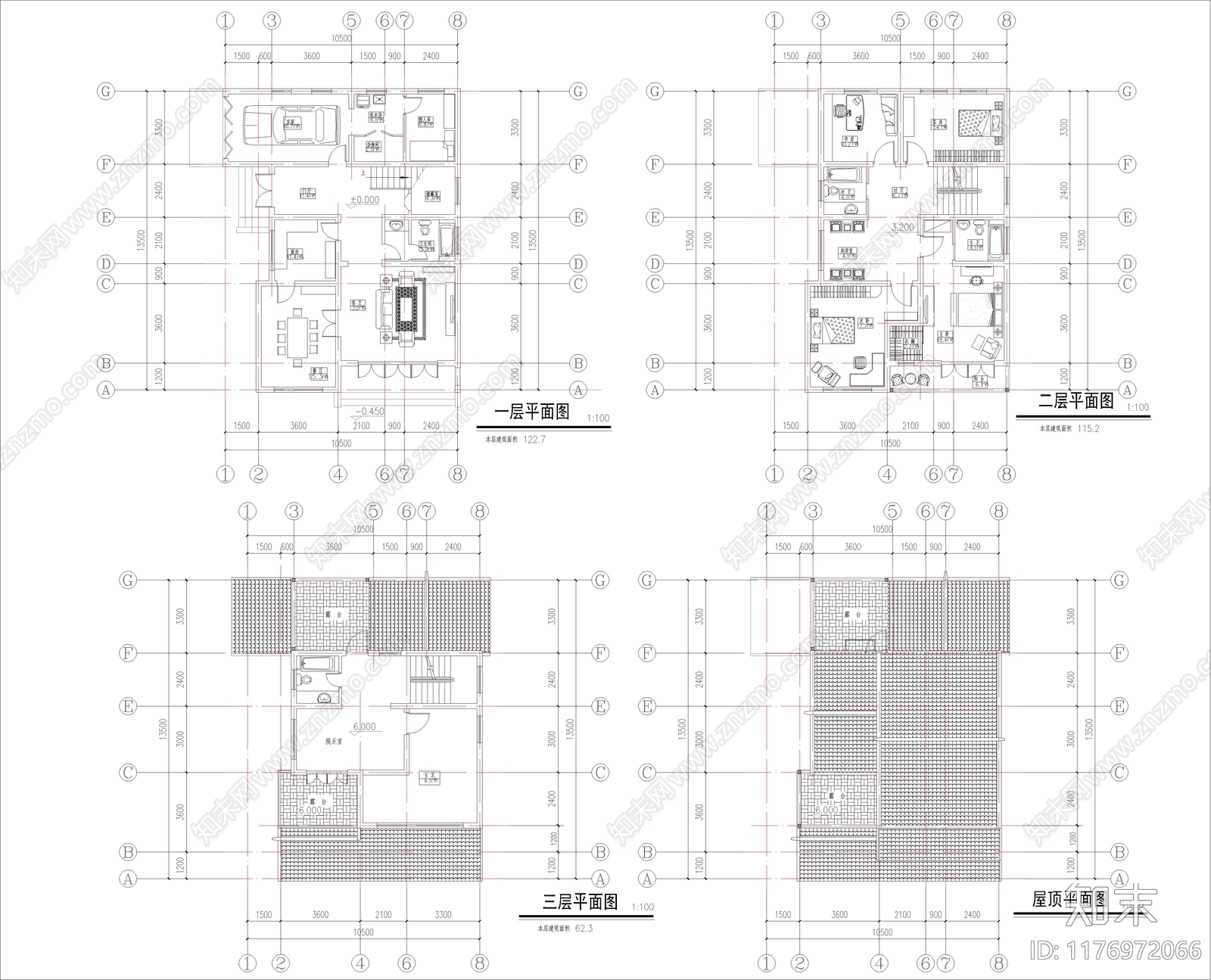 新中式别墅建筑cad施工图下载【ID:1176972066】