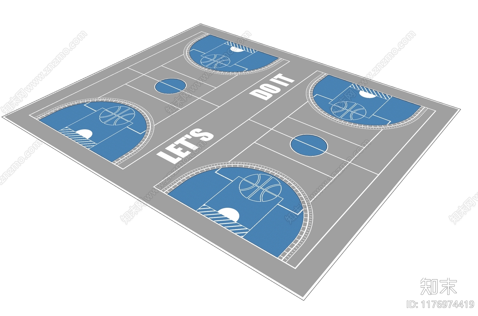 现代篮球场SU模型下载【ID:1176974419】