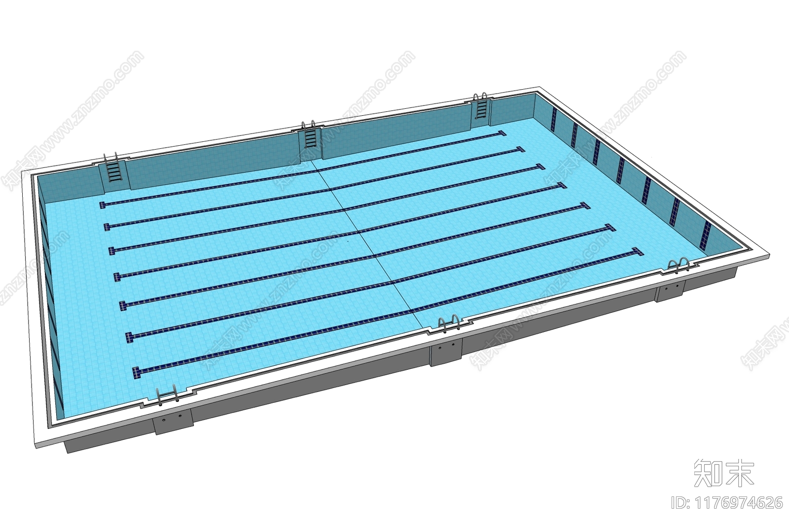现代游泳馆SU模型下载【ID:1176974626】