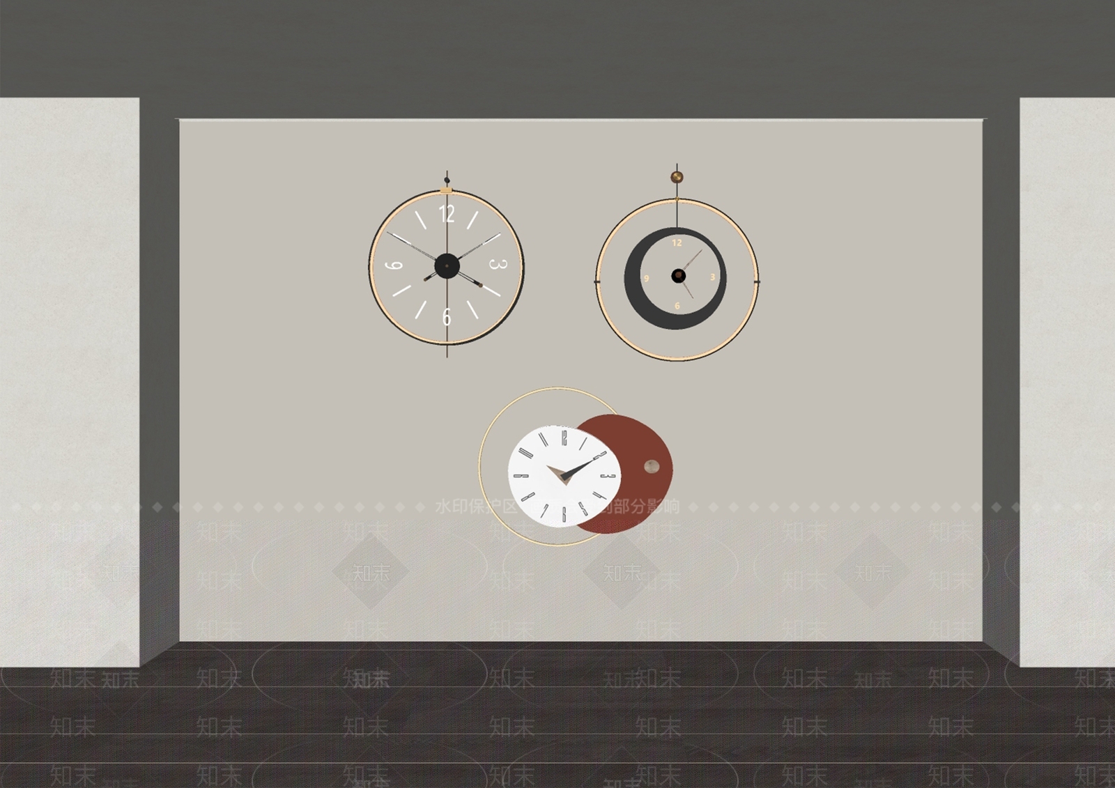 现代钟表SU模型下载【ID:1176975774】