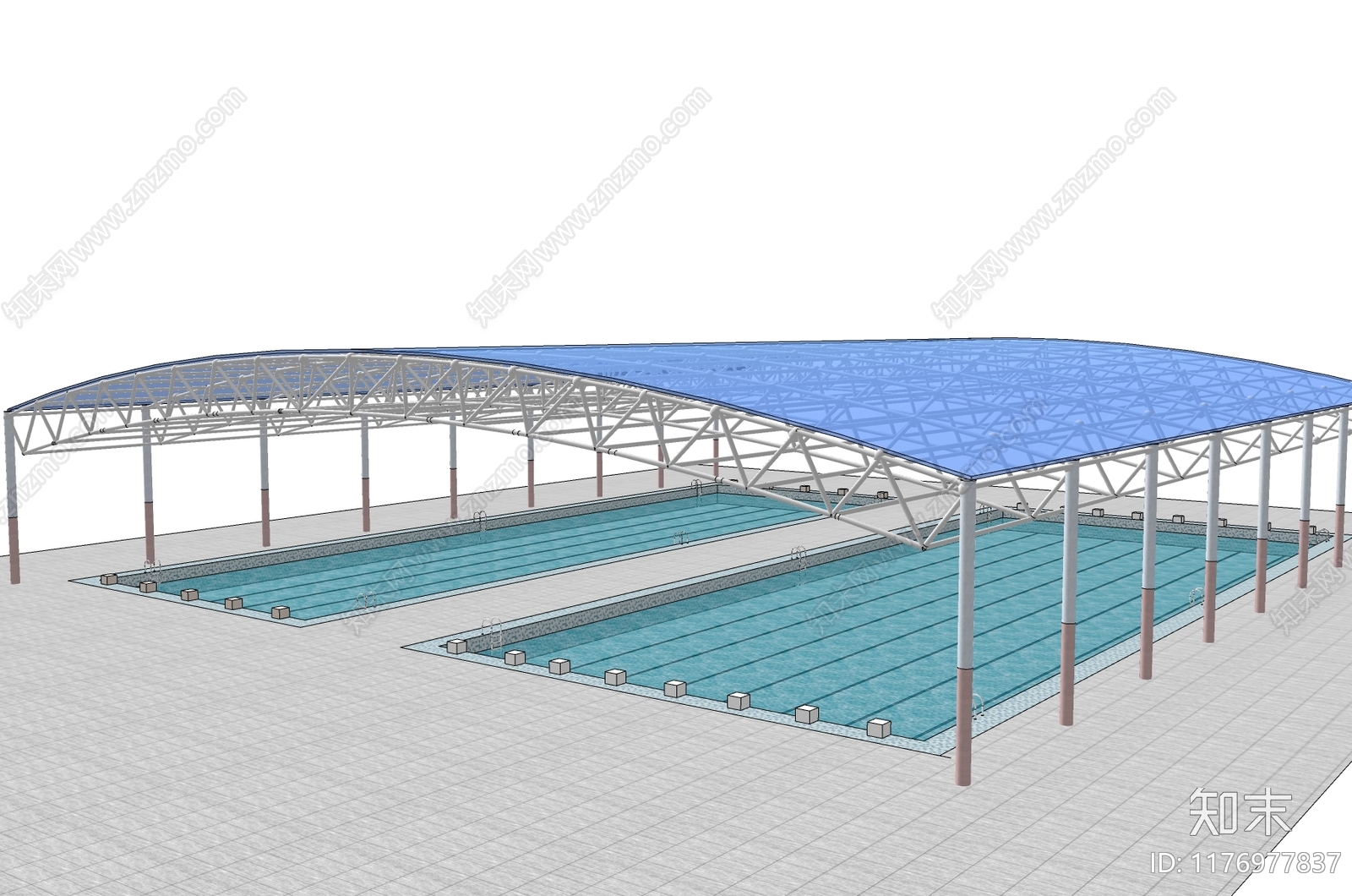 现代游泳馆SU模型下载【ID:1176977837】