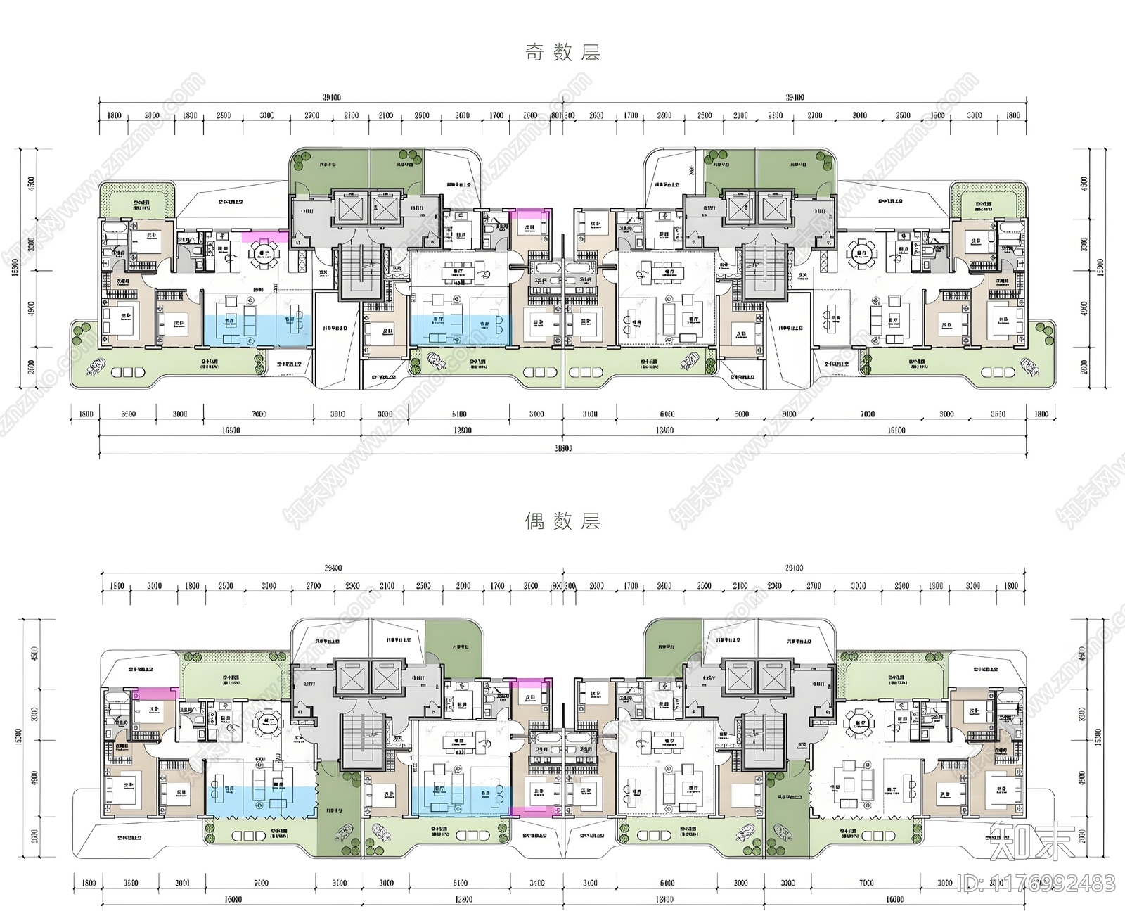 现代新中式住宅楼建筑施工图下载【ID:1176992483】