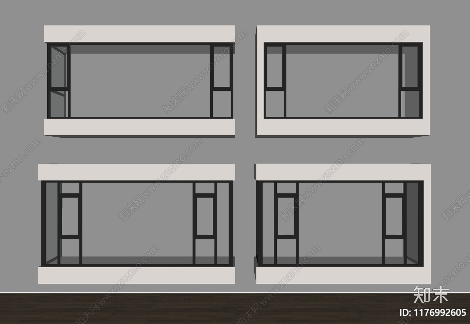 现代落地窗SU模型下载【ID:1176992605】