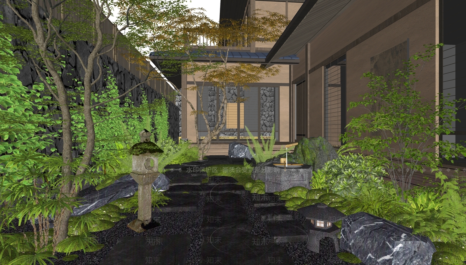 日式禅意乡村庭院SU模型下载【ID:1176994362】