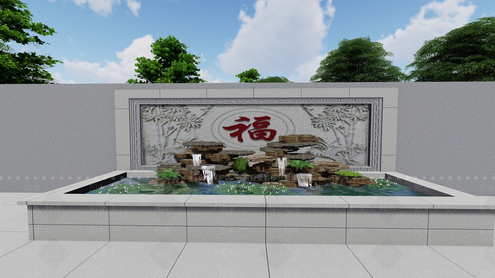 现代新中式乡村庭院SU模型下载【ID:1176997688】