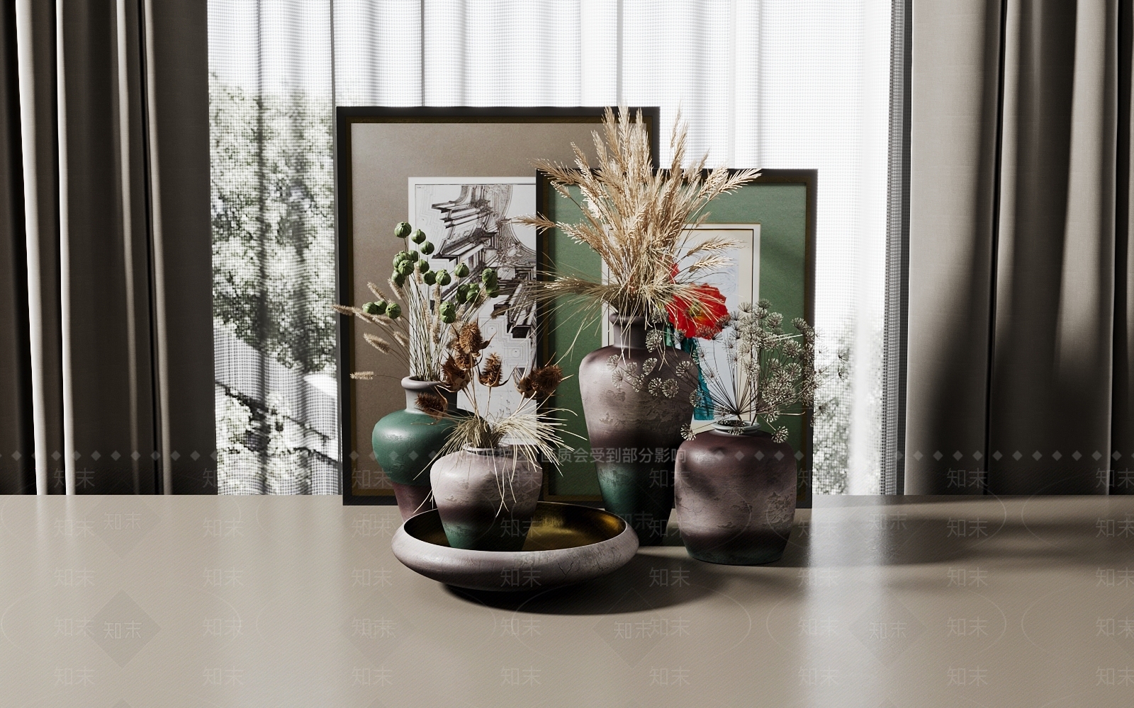 现代复古摆件组合3D模型下载【ID:1177001496】