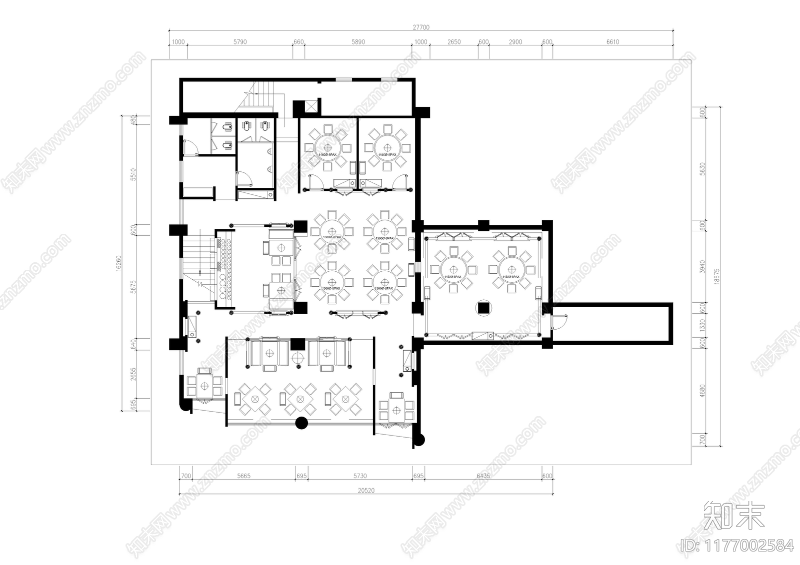 中式火锅店施工图下载【ID:1177002584】