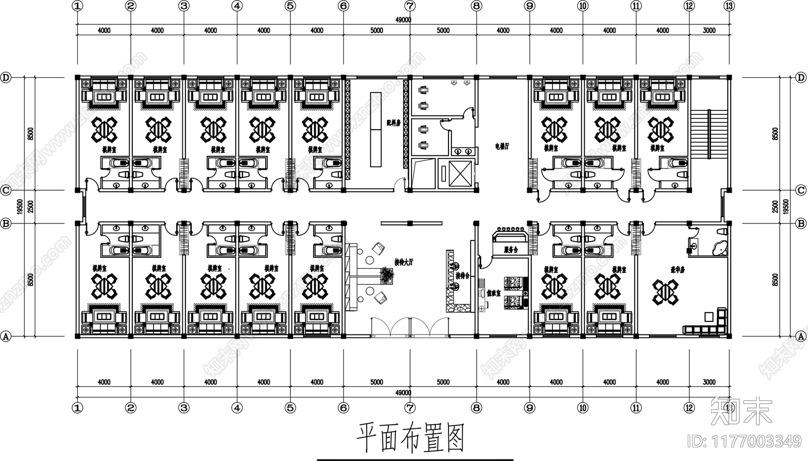 现代棋牌室cad施工图下载【ID:1177003349】