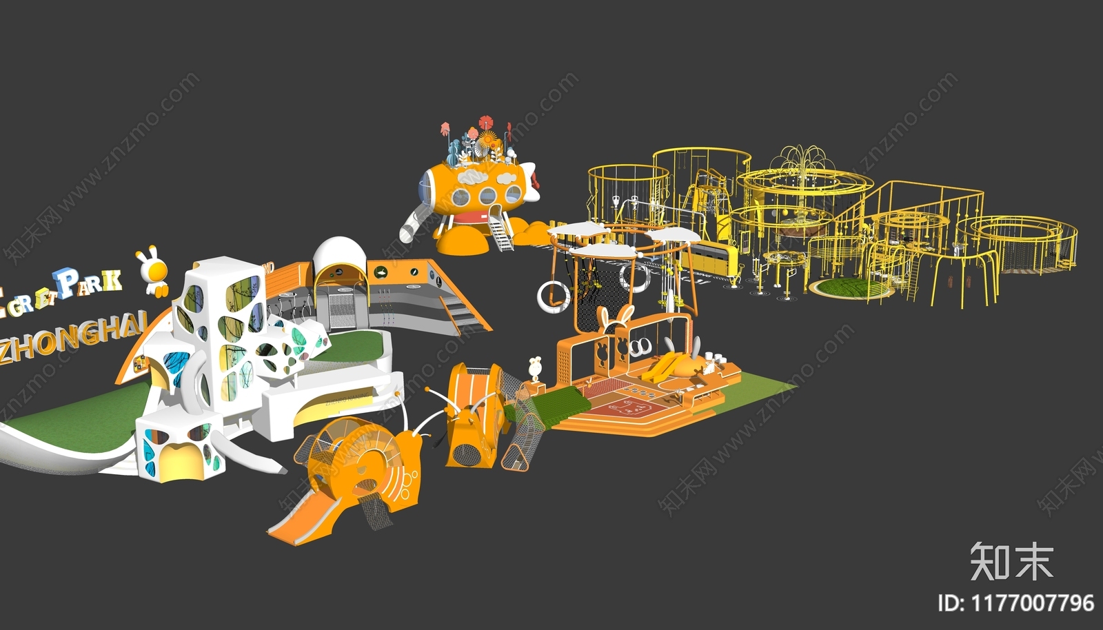 现代简约儿童游乐区SU模型下载【ID:1177007796】