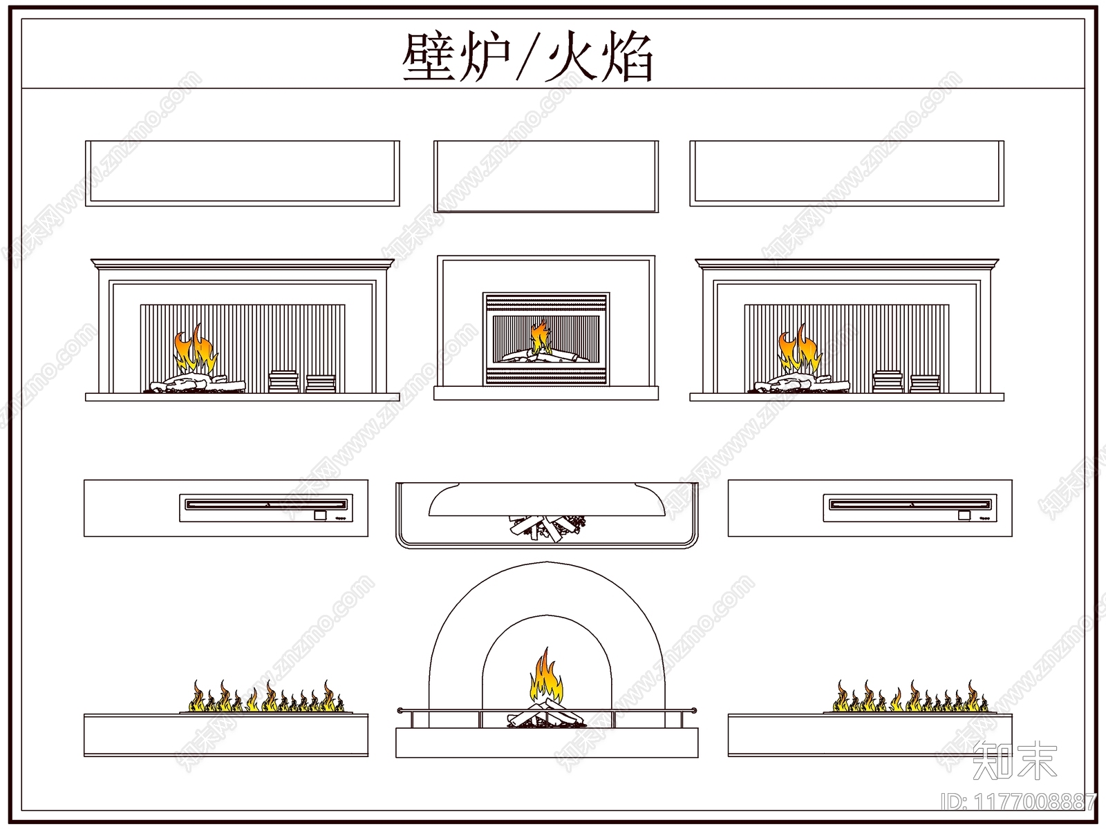 现代欧式壁炉施工图下载【ID:1177008887】