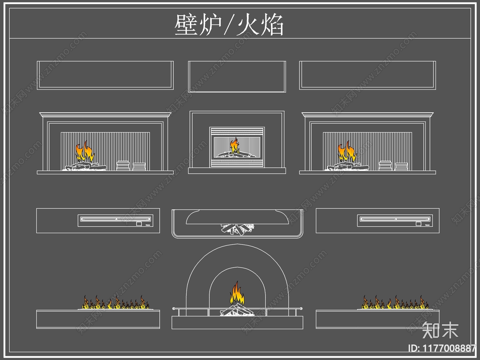 现代欧式壁炉施工图下载【ID:1177008887】