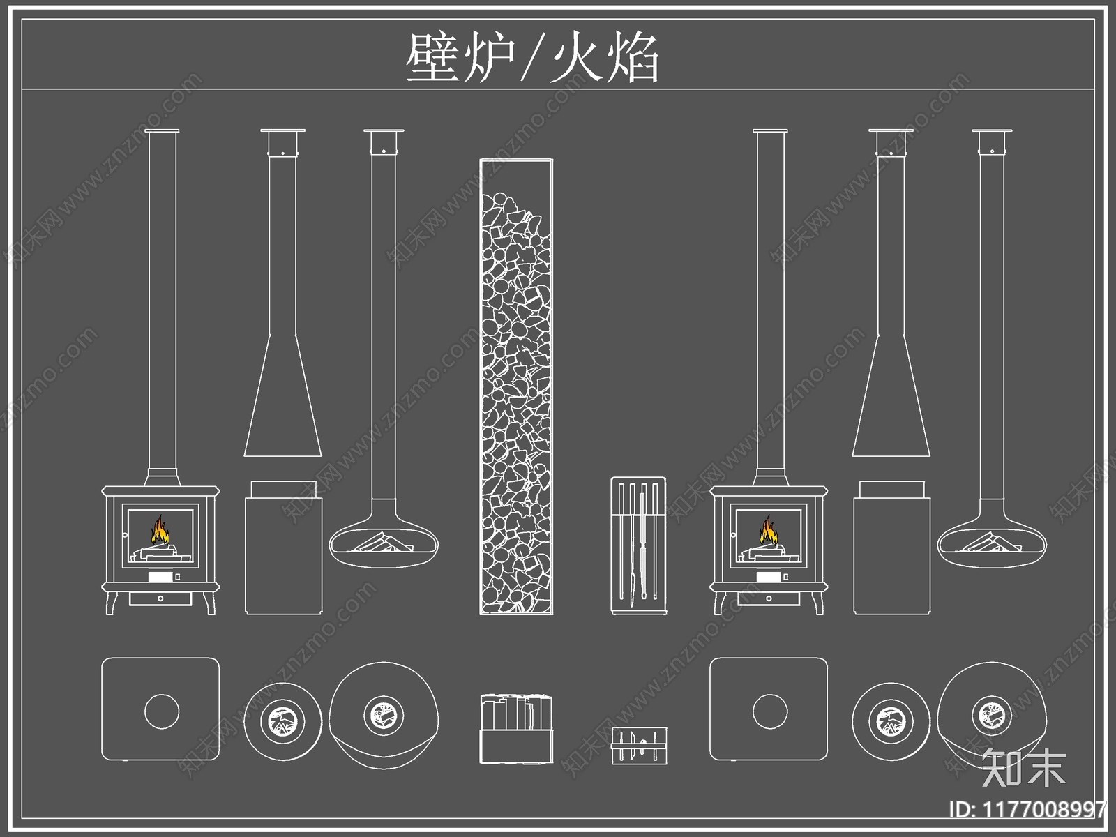 现代欧式壁炉施工图下载【ID:1177008997】