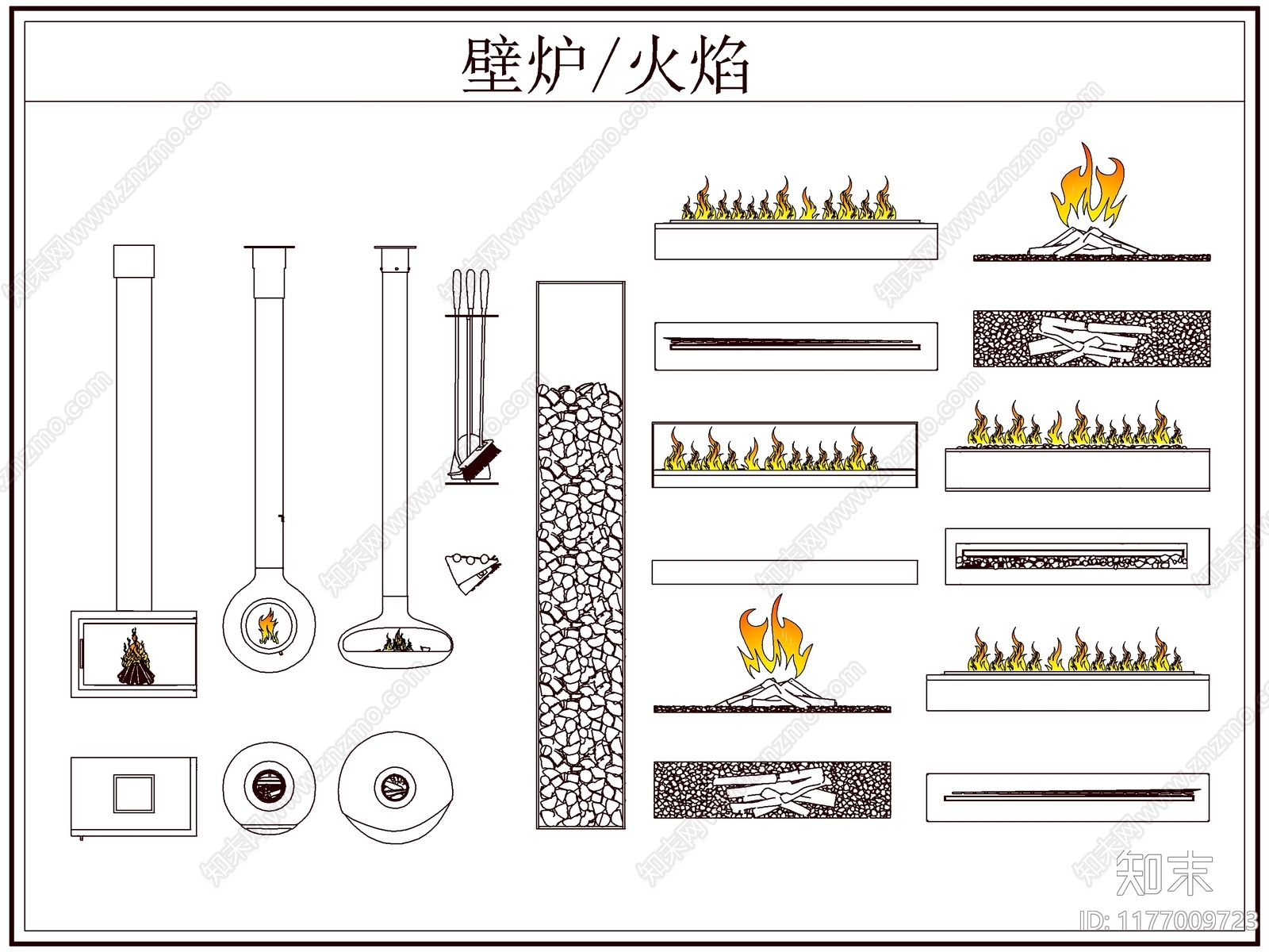 现代欧式壁炉施工图下载【ID:1177009723】