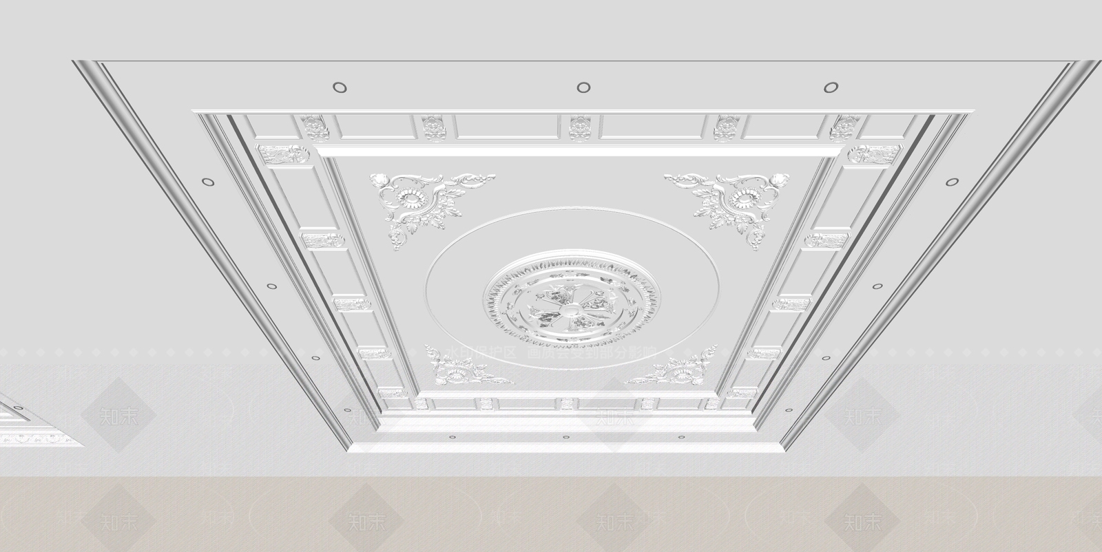欧式吊顶SU模型下载【ID:1177014166】